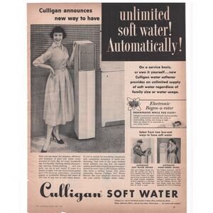 Culligan Soft Water Magazine Advertisement 19657 B&W Vintage Home Mid Century
